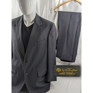 Daniel Cremieux Loro Piana Super Wool  Suit42R 36x29 Black Blue Birdseye *HOLES